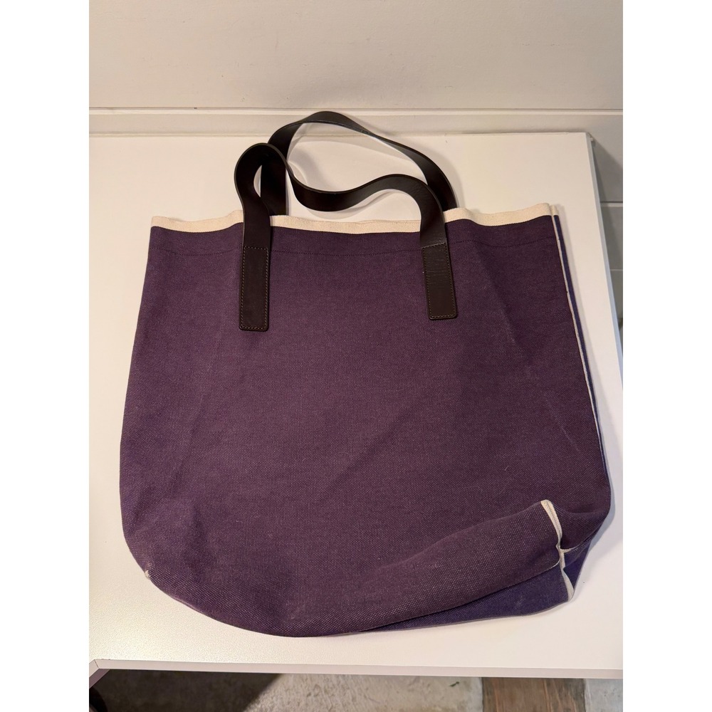 Marni Canvas Tote Bag Purple Leather Handles Shopper Bag